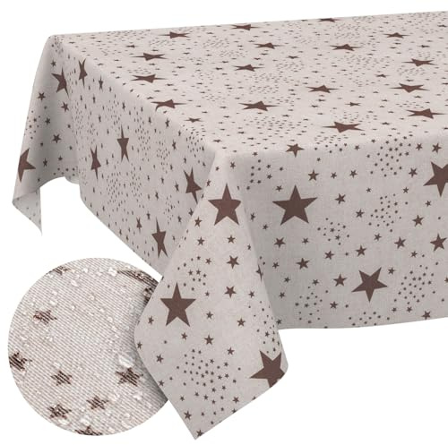 ANRO Tischdecke abwaschbar Sterne 160x100 cm Tischwäsche | ideal für Garten, Terrasse & Esszimmer – Gartentischdecke wetterfest – schmutz- & wasserabweisend, pflegeleicht