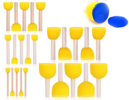 KAPSING Lot de 25 pinceaux en Mousse, 5 Tailles de pinceaux à pointillés en éponge, Ensemble de pinceaux à pointillés en éponge pour Peindre et vernir Toutes Sortes