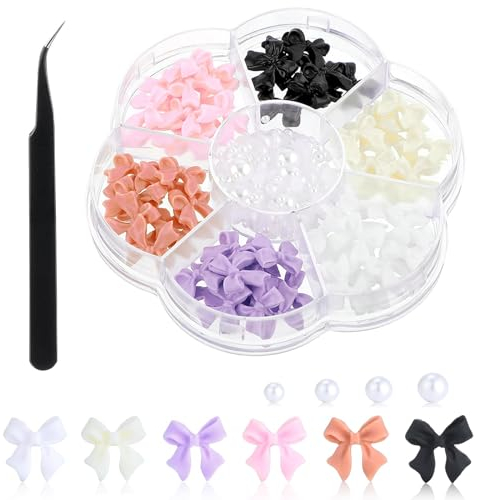 Nayyana Bunte Schleifenknoten-Nagelstecker-Strasssteine, Kristall, 3D-Schleifenknoten-Nagelanhänger-Set für Nagelsteine, DIY-Dekoration, Schmucksteine, Nagelkunst-Strasssteine