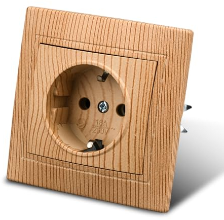 Prise Murale Encastrée - Ensemble de Prises Électriques Intérieures 250 V AC 16 A - Insert et Couvercle Grain de Bois
