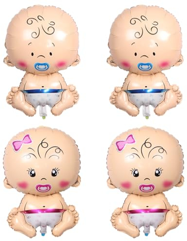 VIKY® 4 Stück Boy or Girl Baby Ballon,Gender Reveal Party Deko Folienballon,Babyparty Deko Mädchen Junge,Baby Shower Deko Luftballons Geburtstag,Helium Ballons für Taufe Deko,Schwangerschaft,Hochzeit