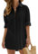 Vancavoo Women's Beach Cover Up Shirts Bikini Coverups Swimsuit Beach Dress Cotton Button Down Casual Long Sleeve Beachwear Loose Cardigan Blouse Tops Swimwear(Black,L)