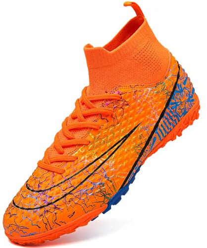 VTASQ Fußballschuhe Herren High Top Professionelle Fussballschuhe Outdoor Trainingsschuhe Jugendliche Athletics Sport Fußballspiel Training Sportschuhe Orange 43 EU
