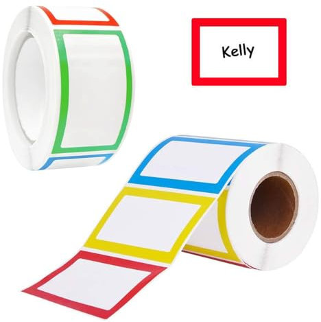 2 Rollos (400 Piezas) De Pegatinas En Blanco Enmarcadas En Colores, Etiquetas Adhesivas Para Botellas, Etiquetas Adhesivas De Clasificación, Pegatinas Con Nombres Escritos A Mano