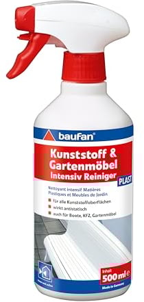 Baufan PLAST Nettoyant intensif pour plastique et meubles de jardin 500ml - Entretien plastique voiture, fenêtres en plastique, meubles & bateaux, nettoyant pour tous les plastiques