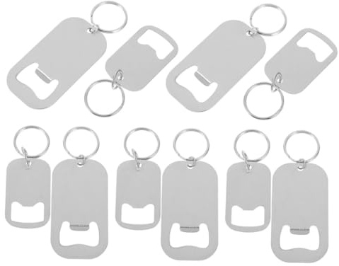 PAMINGONO 10pcs Aluminium Alloy Flat Bottle Opener Key Chain Bottle Openers with Metal Key Rings Convenient Replacement Set for Festive Beer Season for Home Kitchen Bar