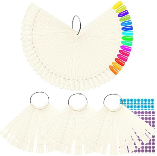 BQAN 200 Pcs Nail Swatch Sticks with Ring, Nails Art Display Nail Swatch Sticks | Nail Practice Sticks for Home or Salon Use, 4 Pack Number Stickers