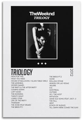 JUNZHAN The Weeknd TrilogyAlbum-Poster, Kunstdekoration, Wandposter, Innenposter, Druck, Dekoration, Bar, Restaurant, Dekoration, Ästhetik, Poster, Wohnzimmer, 30 x 45 cm, ungerahmt