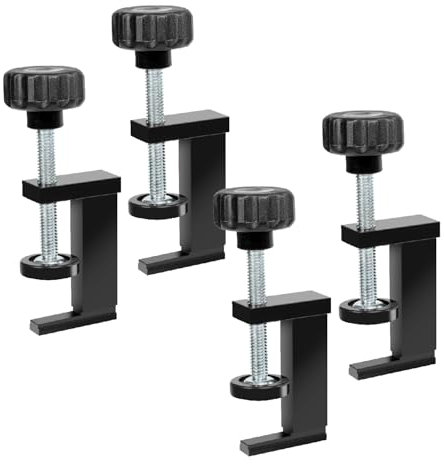 POWERTEC 4 Pack T Bar Clamp for T-Track Accepts 1/4 T Bolts and 1/4 T Bolts, Track Saw Guide Rail Holding Clamp T Track T Track Rail