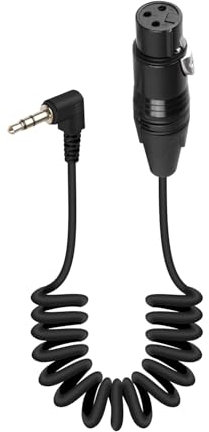 GELRHONR Câble enroulé femelle XLR à angle droit 3,5 mm à 3 broches 1,6 pi, cordon audio enroulé de remplacement femelle XLR, câble casque prise audio stéréo 3,5 mm 1/8 pouces TRS vers (Female)