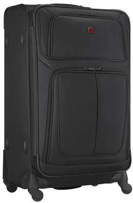 WENGER Sion Large Weichschalenkoffer mit 4 Rollen, Trolley, Groß, 114 (126) l, Erweiterbar, Damen Herren, Reisen Urlaub, Schwarz, 653588