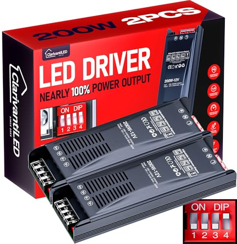LED Transformer Dimmerabile 12V 200W 16.66A 2PCS Alimentatore stabilizzato switching Trasformatore AC220v 12v DC Striscia slim faretti Driver alimentatori trasformatori Strisce trafo Luci Power Supply