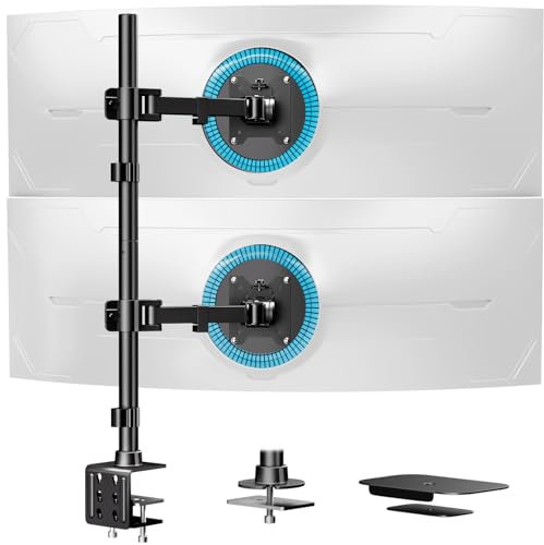 Soporte vertical para monitor – Brazo de monitor ultra ancho dual WORLDLIFT se adapta a dos pantallas de 17 a 49 pulgadas con altura giratoria de inclinación ajustable, peso máximo 44 libras por brazo