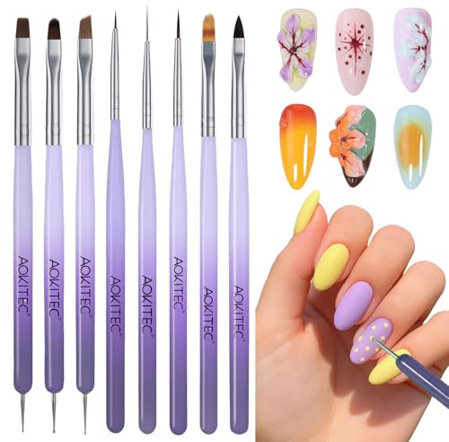 Aokitec Kit de Brosses à Ongles Pinceaux de Vernis À Ongles en Gel, Stylo à Ongle Art, Outils de Peinture avec Pinceau de Gel d'Extension d'Ongle, Outils de Manucure pour Salon DIY à la Maison Femmes