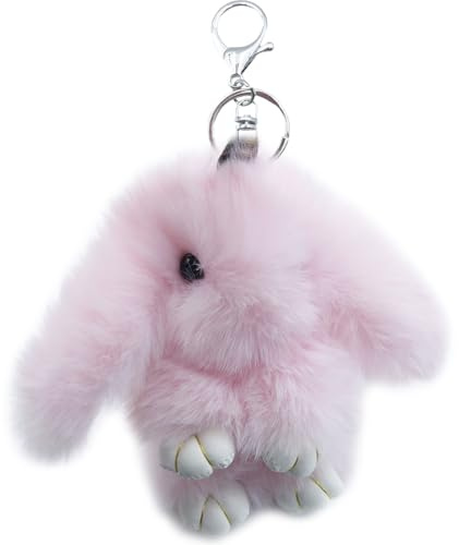 Xsclpomddy Plüsch Hase Schlüsselanhänger Pom Poms Taschenanhänger Süße Flaumige Anhänger Für Auto Handtasche Taschen
