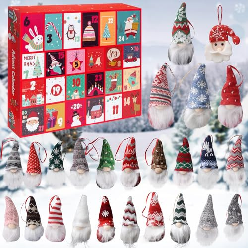 24 PCS Christmas Gonks Decorations,Christmas Tree Hanging Gnome Decorations | Gnome Plush Dolls,Handmade Plush Santa Swedish Dwarf Elf Ornaments for Xmas Trees,Xmas Fireplaces,Home,Indoor,Table