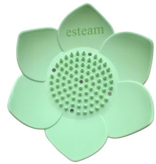 ESTEAM Lotus Flower Shower Steamer Holder – Non-Slip Soap Dish Tray for Bathroom – Silicone Spa Accessory – Stylish Shower Shelf for Steamers or Soap (Green)