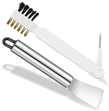 Qianyu Kitchen Cleaning Brush Wire Brushes Cleaning Tool Heavy Duty Cleaner Scrubber Stainless Steel Putty Bristles Scraper with Scraper Spatula for Gas Hood Burners Ovens Stove Induction Hob Cooktop