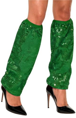 Kielsjajd Discokugel Kostüm Damen Pailletten Stulpen Silber Stulpen Glitzer Metallic Beinstulpen 70er 80er Disco Accessoires Outfit für Fasching Karneval Discokugel,Mottoparty,Silvester