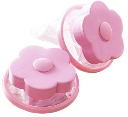 2PC Washing Machine Filter Net Collect Lint Dirty Sponge Floating Hair Funnel Reusable Washer Catcher High-Efficiency Cleaning(Pink x 2)
