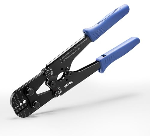 VEVOR Pinza Crimpatrice per Funi Metalliche 1,2-3,17 mm, Pinza con Marcature Metriche e Imperiali, Forza Regolabile, per Lavori Manicotti Ovali e Doppi in Alluminio Manicotti in Rame Guaine Alluminio