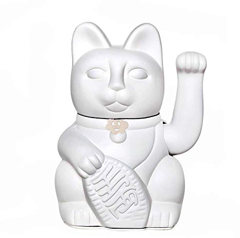 Gatto Fortunato Cinese. Gatto portofortuno. Lucky cat. Maneki Neko BIANCO, L (12x9x18cm)