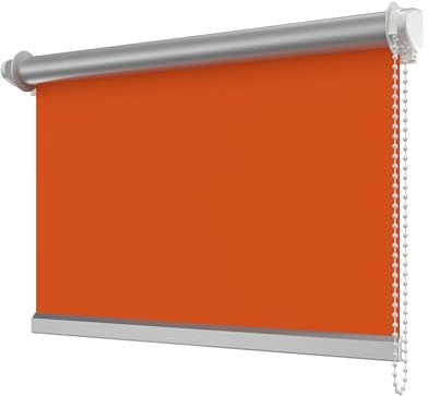 Interdeco Verdunkelungsrollo/Thermo Rollo, Orange BxH 64,5 x 175 cm, Klemmfix Rollos ohne Bohren, Seitenzugrollos mit Silberbeschichtung