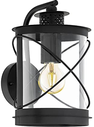 Licht-Erlebnisse Maritime Wandleuchte Maritim Schwarz Klar Laternenform E27 Außenleuchte Schiffsleuchte Gartenlaterne Kerzenlampe Wandlampe
