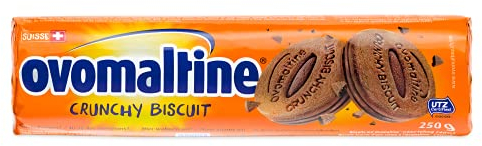Ovomaltine Crunchy Biscuit Kekse mit Schokolade - Knusper Biscuits mit OVOMALTINE Creme aus feinstem Kakao-Pulver, nachhaltig (1 x 250g)