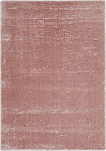 andiamo Teppich Lambskin - Kunstfell - flauschiger Teppich Schlafzimmer - geeignet als Bettvorleger Schlafzimmer oder als Fellteppich Wohnzimmer - Lammfellimitat pflegeleicht 120 x 170 cm rosa