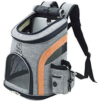 Tineer Haustier Hund Träger Rucksack, Haustier Tragetasche Schultertasche mit Mesh für mittelgroße Hunde Katzen, Welpen Träger tragbare Reisetasche zum Wandern, Reisen im Freien (M, Upgrade-orange)