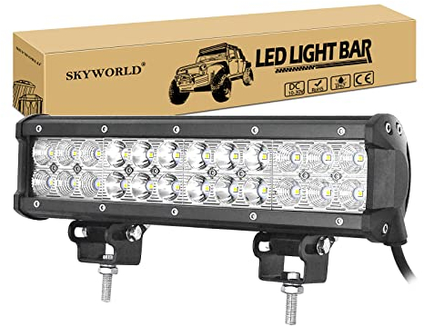 SKYWORLD 12 Zoll 30cm 72W Led Arbeitsscheinwerfer Bar, Led Bar Offroad Zusatzscheinwerfer Scheinwerfer 12V 24V Auto LED Arbeit Licht Bar Wasserdicht für SUV UTV ATV KFZ Traktor Truck 4x4 lightbar