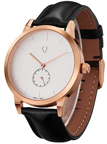 SURVAN WatchDesigner Montre à Quartz Suisse pour Homme Verre Saphir Boîtier en Acier Inoxydable Bracelet en Cuir (Blanc)