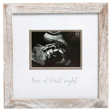 Pearhead Love at First Sight Sonogram Picture Frame, Gender Neutral Ultrasound Keepsake, Ideal Pregnancy Gift, Baby Shower and Nursery Decor, Farmhouse Rustic