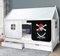 Hausbett 90x200 Kinderbett mit Rolllattenrost Hochbett Spielbett Massivbett (Vorhang Pirat, Ohne Schublade)