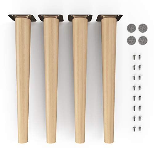 Sossai Patas de Mueble de Madera de Haya aceitada Clif Round HMF1 Altura 45 cm Redondas diseño Recto para sillas mesas armarios