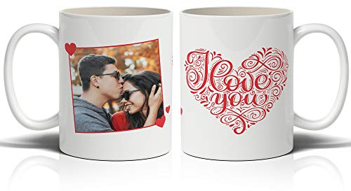Teetaly Tazza San Valentino Personalizzata- Tazza Cuore I Love You Con Foto Personalizzata