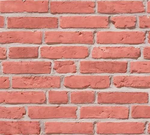 Papier peint aspect pierre carrelage Profhome 355811-GU papier peint intissé légèrement texturé à l'aspect de pierre mat rouge beige 5,33 m2