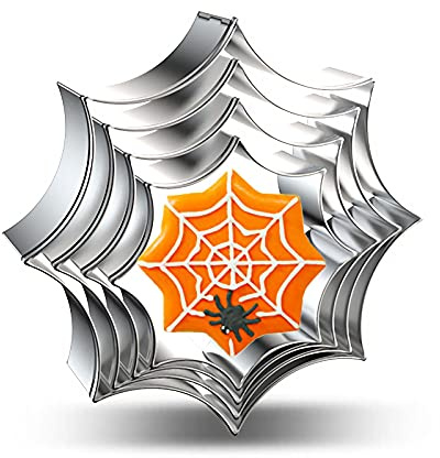 Spinnennetz-Ausstechformen-Set – 4 Stück Metall verschiedene Größen Spinnennetz Spinnennetz Form Ausstechformen Fondant Keksformen für Herbst Halloween Party Dekorationen – Edelstahl groß klein Mini