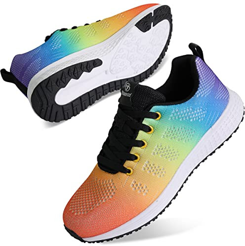 Youecci Damen Fitness Laufschuhe Atmungsaktive laufende Turnschuhe Sportschuhe Schnüren Hallenschuhe Leichtathletikschuhe Running Sneaker Gym Schuhe Mehrfarbig 38 EU