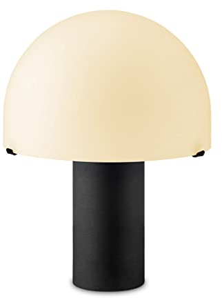 Home Sweet Home Moderner Tischlampe Mushroom | 23/23/28cm | Schwarz | Nachttischlampe | Glas und Metall | für E27 LED-Lichtquelle | mit Kabelschalter | geeignet für Wohnzimmer und Heimbüro