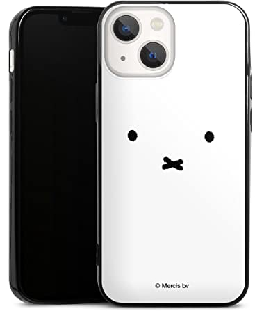 Slim Case extra dünn kompatibel mit Apple iPhone 13 Mini Silikon Handyhülle schwarz Hülle Hase Miffy Dick Bruna