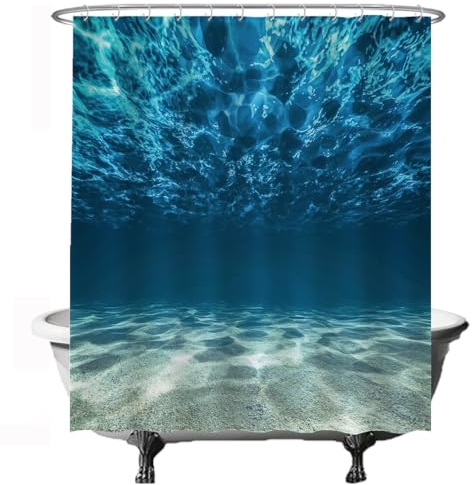 Ulticool Duschvorhang - Ozean Meer Ruhig Tauchen Aquarium Strand Sommer - Anti Schimmel - 180 x 200 cm – Waschbar – Wasserdicht - mit 12 Ringe - Blau