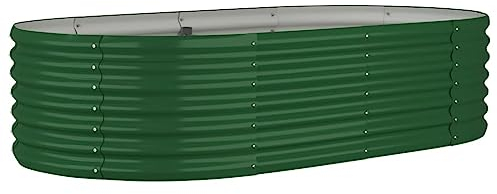 vidaXL Lit Surélevé de Jardin Pot à Fleurs Boîte à Plantes Lit Surélevé Patio Terrasse Extérieur Acier Enduit de Poudre 152x80x36 cm Vert