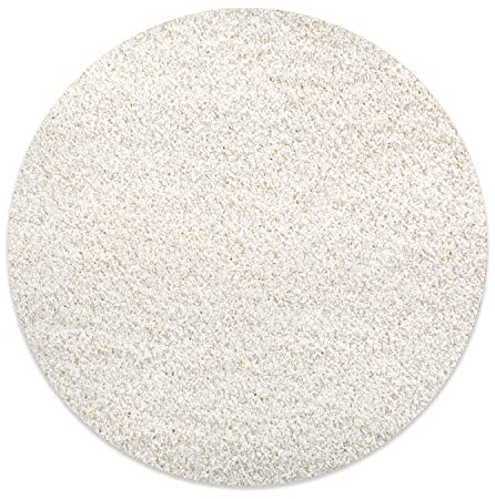 DomDeco Waschbarer Teppich Ease, super weicher und Flexibler 12mm Kurzflor für Wohnzimmer/Schlafzimmer/Kinderzimmer Ø 80 cm Weiß