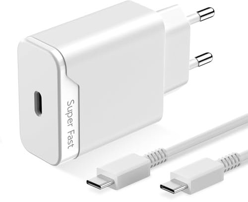 Chargeur USB C Rapide 25W pour Samsung Galaxy A26 A15 A54 5G A34 A55 A35 A16 A13 A14 A33 A53 A52 A72 S25 S24 S23 S22 S21 S20 S10 S9 Fast Charge Secteur Adaptateur avec 1.5m Câble Type C