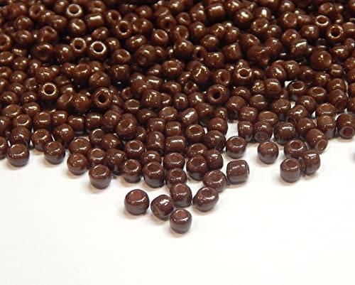 Perlin Rocailles Glasperlen Indianerperlen Saatperlen Pony Perlen 4mm 6/0 Rund Mini Seed Beads 1100 Stk (Braun Opak)
