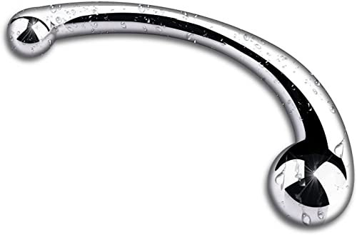 MEYILA Double Extrémité Dildo, Massage Stick Sexe Anal Plug G G Point G Tige Métallique, Solide Métal Courbé Double Extrémité Masturbation Adulte Sex Toy (Le grand)