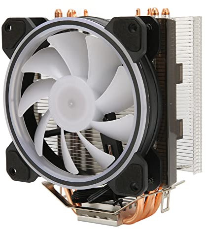 Ventilador de Refrigeración Silencioso para CPU con 4 Tubos de Calor y Luces Rgb, Fabricado en Aluminio y Cobre, Ventilador de 12 Cm, Plug and Play, para Plataformas Lga775, 115X, 1200, 1366