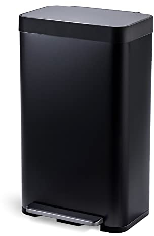 Home Zone Living 18,5 Gallonen Küchen-Mülleimer, hoher Edelstahl-Körper, 70 Liter Fassungsvermögen, mattschwarz, Virtuoso Serie